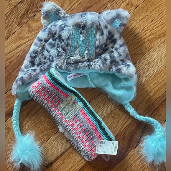 Justice Other - Justice Hat and Ear Muff- NWT- Letter M on the front